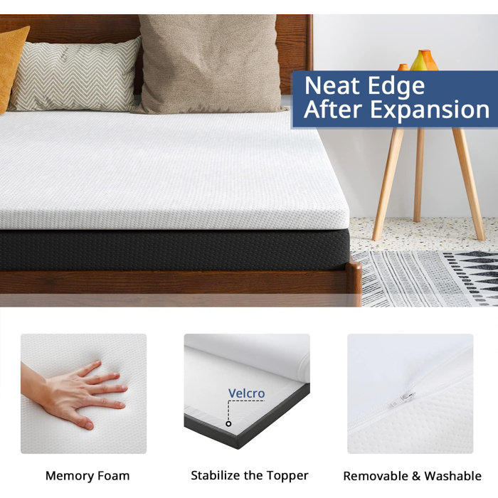 Alwyn Home 6 inch Medium Memory Foam Mattress with Cover, 2 in 1